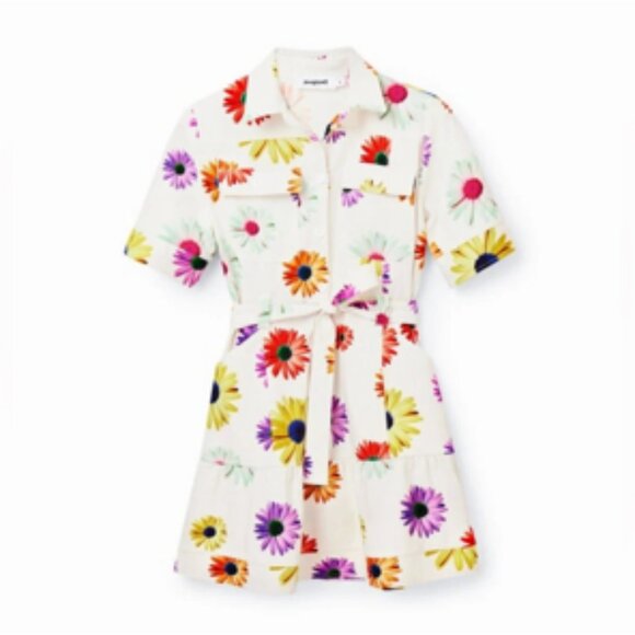Desigual Christian Lacrois Stretch Denim Floral Daisy Dress NEW NWT Small - Picture 1 of 12